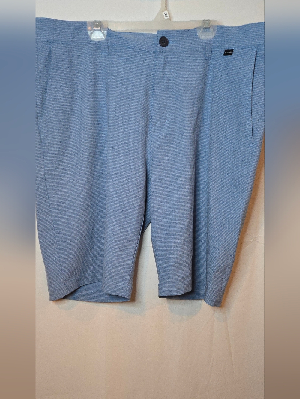 Travis Mathews Sand Harbor Men's 38 Light Blue Textured Summer Golf Shorts